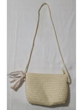 Woven Straw Crossbody Bag & Tassel Small Beige Travel Storage Pouch Summer Beach